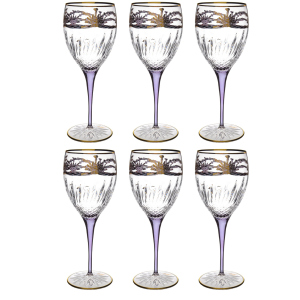 Набор хрустальных бокалов для вина TIMON Violet/Gold на 6 персон